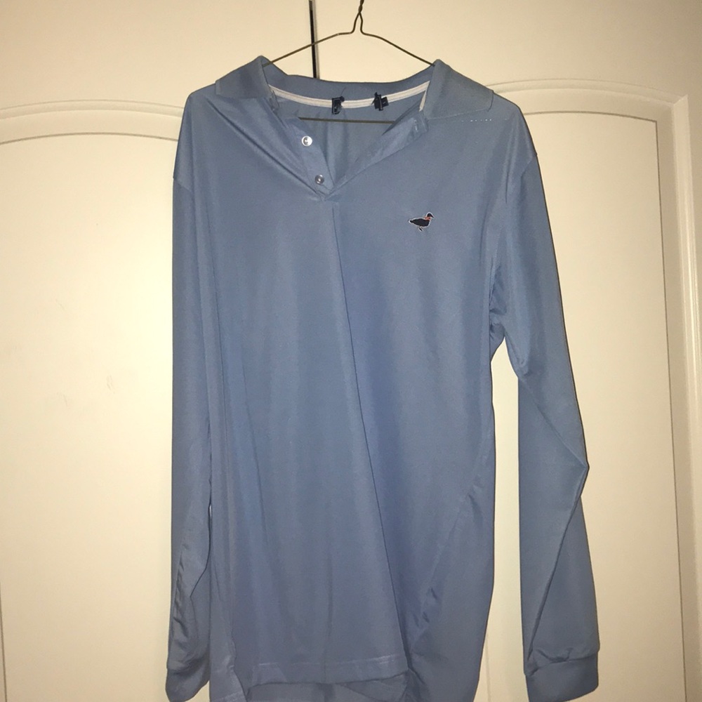 Powder blue southern proper long sleeve polo